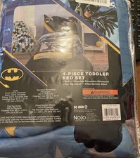Batman DC Comics 4-Piece Toddler Bed Set Pillowcase Quilt Fitted Flat Soft NIP