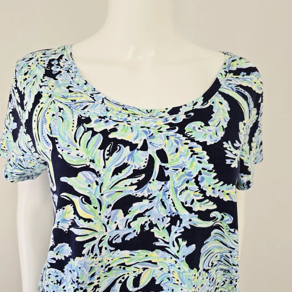 Camiseta Top Lilly Pulitzer Talla XL Mari Marea Alta Azul Marino Scuba Doo Manga Corta Foto 2 de 4
