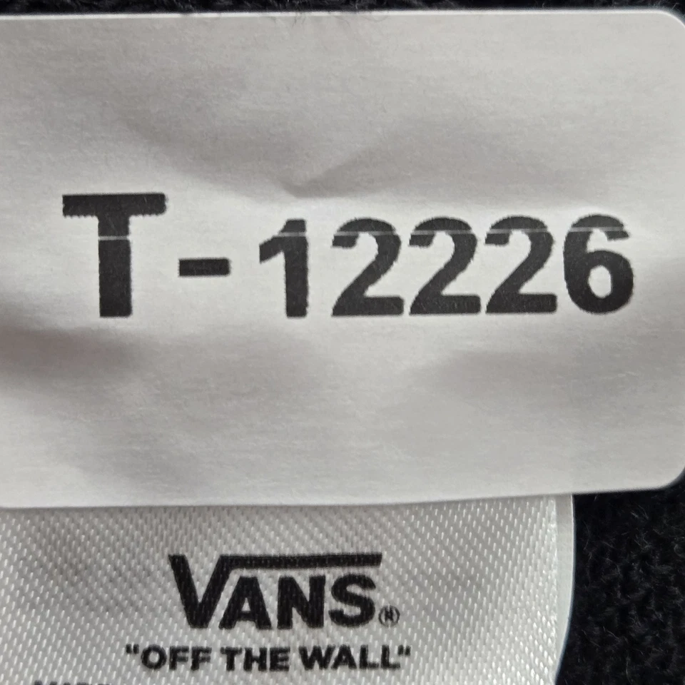 Vans Hombre Gorro TALLA ÚNICA Negro Logo Spellout Tejido Plegable Foto 2 de 4