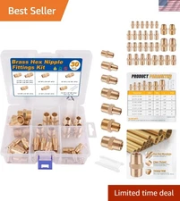 High-Performance 30 PCS Brass Hex Nipple Kit with 7 NPT Sizes for Plumbing Needs