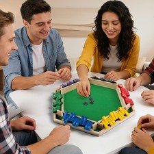 Shut The Box Game for 1 to 6 Players Wood Tabletop Board Game with 12 Dice Funny