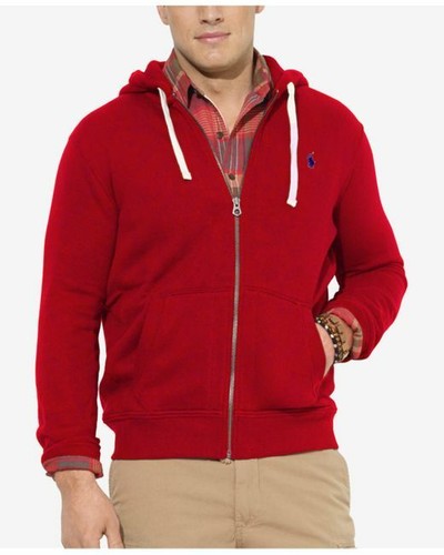 Polo Ralph Lauren Mens Fleece Full Zip Red Draw String Hoodie Sweater  Jacket NWT | eBay