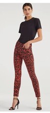7 for all mankind high waist ankle skinny 26 black red Leopard Jean Legging 250
