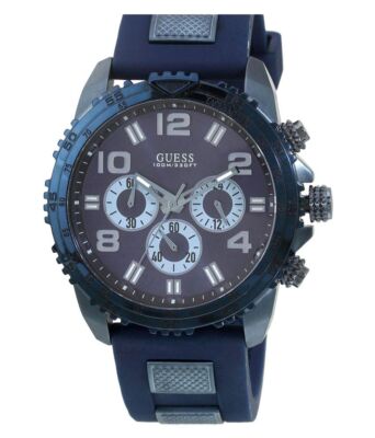 Guess Chronograph Multicolor Dial Men's Blue Silicone Dial Strap Watch W0599G4