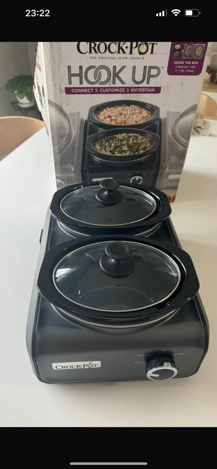 Crock-Pot SCCPMD1-CH Hook Up Double Oval Connectable 2 1-Quart Slow Cooker READ - Image 3 of 4