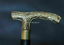 Vintage Brass Designer Derby Head Handle Antique Style Wooden Walking Cane Stick