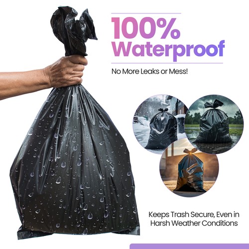 60X90CM STRONG BLACK HEAVY DUTY BIN LINERS BAGS RUBBISH WASTE REFUSE SACKS 90L - Picture 4 of 12