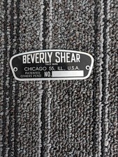 Original Beverly Shear Manufacturing Co. Name Plate
