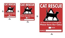 CAT ALERT Window Vinyl Decal Fire Rescue to Save Your Pets - 3 Size Options