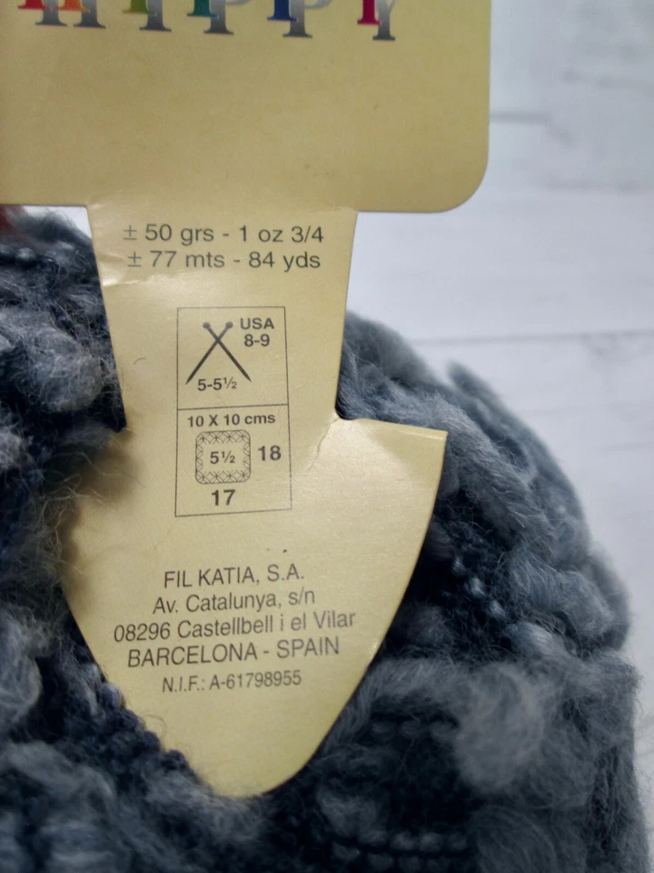 Katia Hippy Hilado Lote 2 Madeja Color Azul 13 Lana Acrílico Nylon Mezcla Aran España Foto 3 de 4