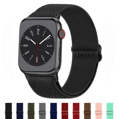 Nylon For Apple Watch 9 8 7 6 5 SE iWatch Ultra 2 Loop Strap Elastic Bracelet