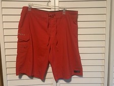 Oakley Board Shorts Mens 36 X 10.5 Red Golf Drawstring Pocket Logo