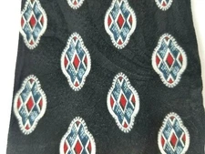 Stafford Necktie Tie Mens Black Blocks Pattern 100% Silk Made In Italy New