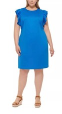 TOMMY HILFIGER Plus Size Sheath Flutter Sleeve Dress 20W