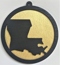 Louisiana Map Painted Wood Ornament - 4" x 3.7" - Choose Color