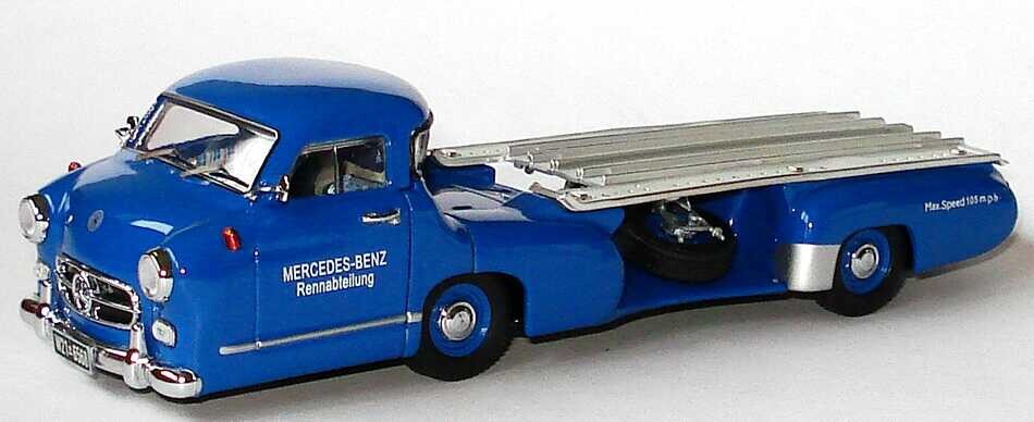 RARE MERCEDES BLUE WONDER CAR TRANSPORTER 1:43 PREMIUM CLASSIXXS