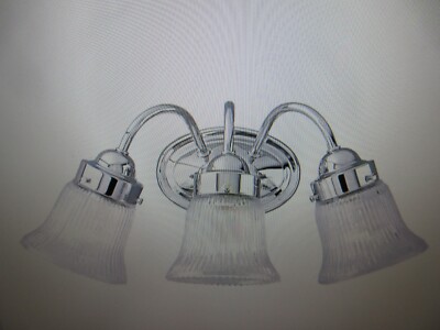 Progress Lighting Fluted Glass 3-Light Chrome Bathroom Vanity Light with Shades