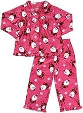 Girl's Pink Flannel Christmas Santa Coat Pajama Set, Size 4