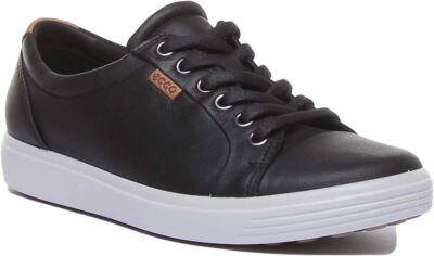 Ecco Soft 7 W A-Ecco Schnür-Damen-Trainer Freizeit in schwarz weiß UK 3 - 8
