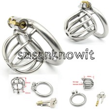 Stainless Steel Metal Male Chastity Device Belt Small Cage Lock Ring Device