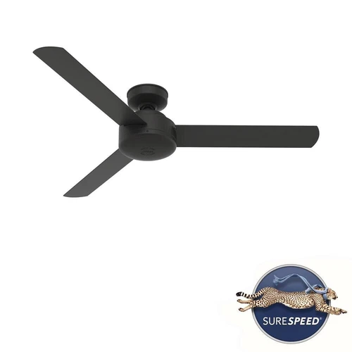 52" Matte Black Indoor Modern Ceiling Fan High Speed Cooling Reversible Motor - Picture 3 of 8