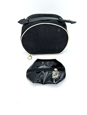Estee Lauder Black Charm Motif Makeup Bag w/Travel Size Pouch Patent Handle