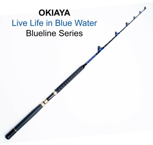 OKIAYA COMPOSIT 80-130LB "BLUELINE" SALTWATER BIG GAME TROLLING BOAT ROLLER ROD - Picture 1 of 9