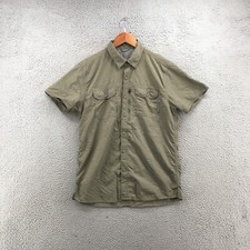 Eddie Bauer Short Sleeve Dress Shirt Mens M Green Button Up Collared Casual