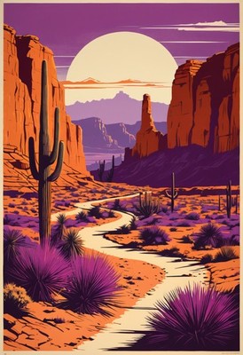 Desert Canyon National Park Vintage Travel Poster - Southwest Wall Art Print