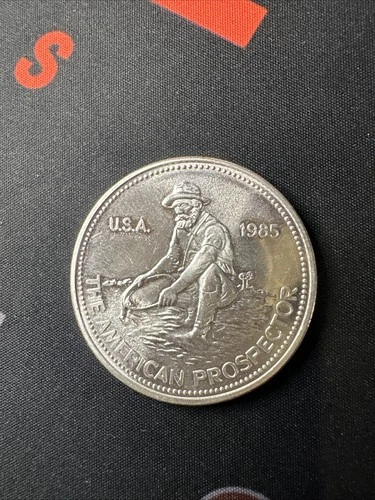 1985 Engelhard 1 Troy oz .999 Fine Silver American Prospector Round Vintage (A)