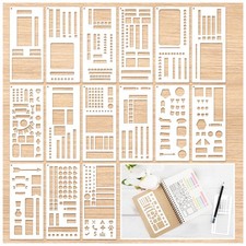 15Pcs Journal Stencils Planner Stencils Set for Scrapbooking Handmade Flexibl...