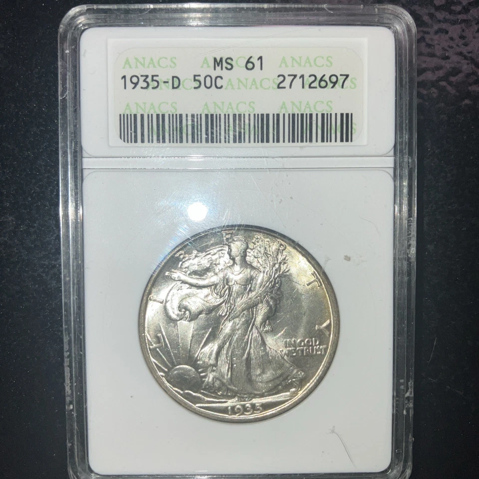 Walking Liberty 半美元 1935 D 毫秒 61 — 第 3/3 张图片