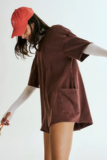 NEW FREE PEOPLE FP MOVEMENT BROWN HOT SHOT TEE ONE PIECE ROMPER SZ S