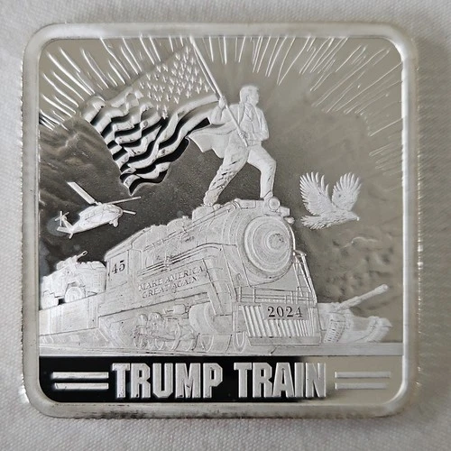 1 oz .999 Silver Bar Trump Train Patriotic Collectible Bullion 2024