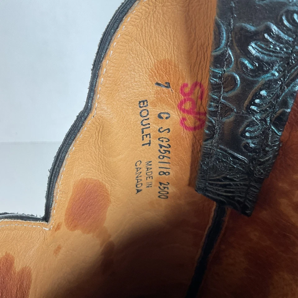 Botas de Vaquera Boulet Tooled Avestruz Pluma 7 C Punta Cuadrada Exóticas Foto 3 de 4