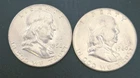 Lot Of 2 1956 & 1960 Franklin Half Dollars 90 Percent Silver