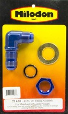 Milodon Oil Pick-up Fitting - Mopar 12an 90 Degree 21468 Milodon Oil Pick-up Fitting - Mopar 12an 90 Degree 21468