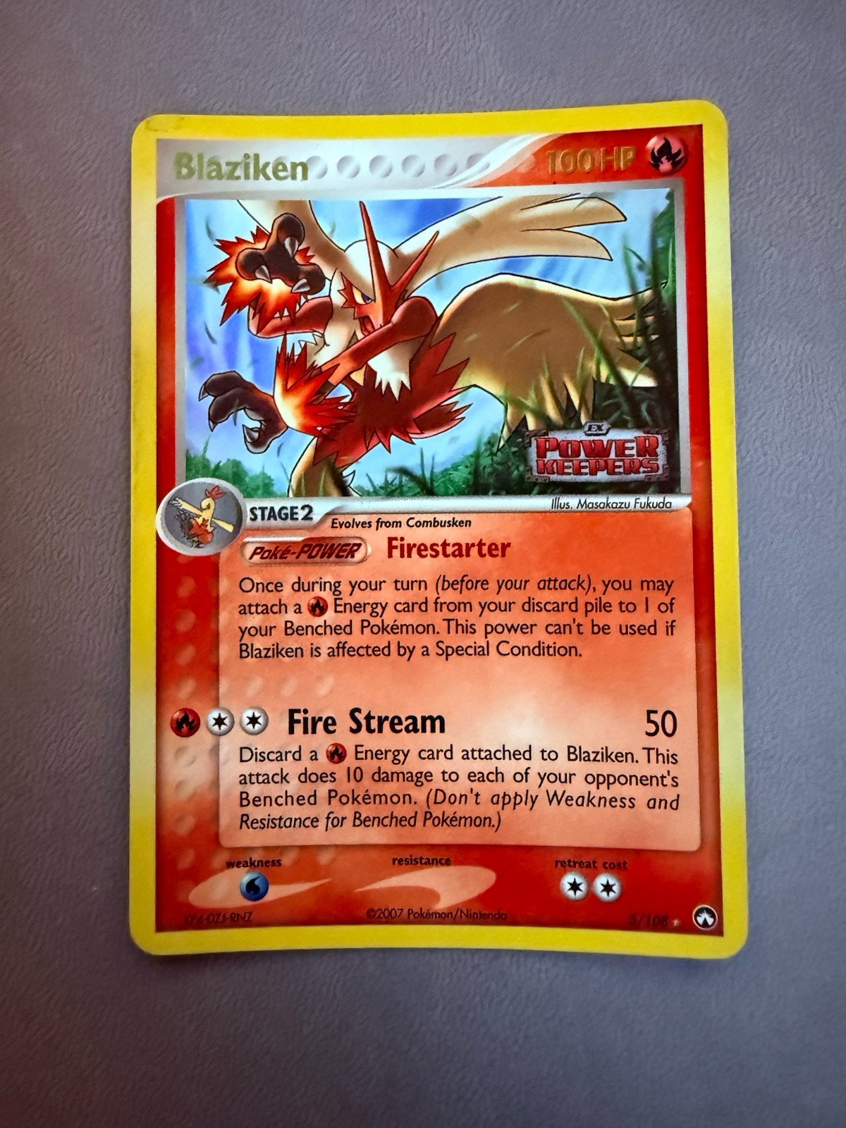 Pokemon TCG Blaziken 5/108 EX Power Keepers Reverse Holo Stamp LP