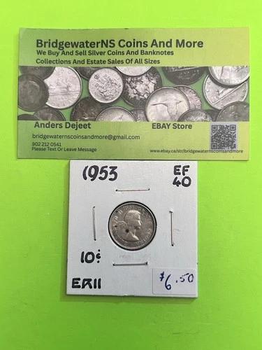 1953SF  Canadian 10c Dime .8 Silver Elizabeth II AG TRENDING AT $5.5