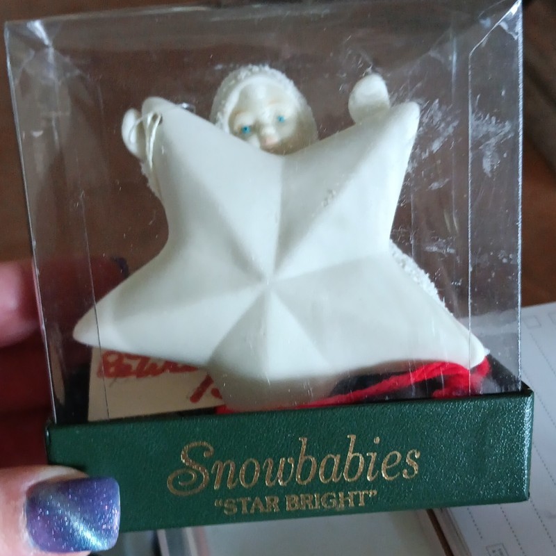 Snowbabies Star Bright Angel Ornament, White Hanging Star Christmas