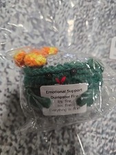 Emotional Support Dumpster Fire with Encouraging Card Positive Crochet Dumpster