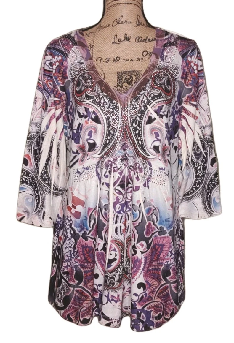 Blouse Bohème Femme Taille XL World Unity - Multicolore, Dos En Dentelle, Occasion Parfait état