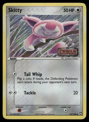 2007 Pokemon Skitty Common Power Keepers 62/108 Reverse Holo DMG