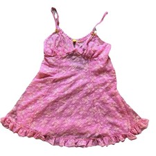Betsey Johnson Babydoll Pink Lace Lingerie Mini Dress SIZE M