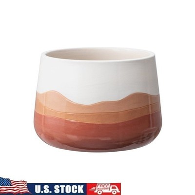 Red Ombre Ceramic Planter 8 Inch Indoor Outdoor Flower Pot Round Tear Resistant