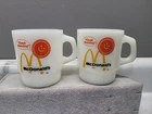 Set Of Two “Good Morning” Vintage McDonald’s Fire King milk glass coffee Mugs