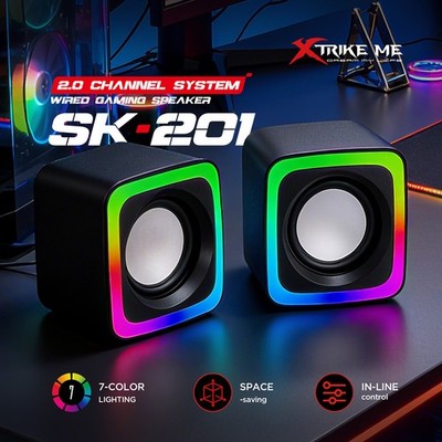 XTRIKE USB Mini RGB Gaming Speaker 2.0 Stereo for PC Desktop Laptop PS5 Xbox
