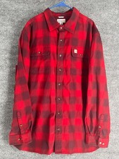 Carhartt Flannel Shirt Men 2XLT Tall Red Plaid Original Fit