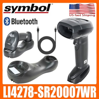 Symbol LI4278-SR20007WR Bluetooth 1D Linear imager USB Barcode Scanner W/ Cradle