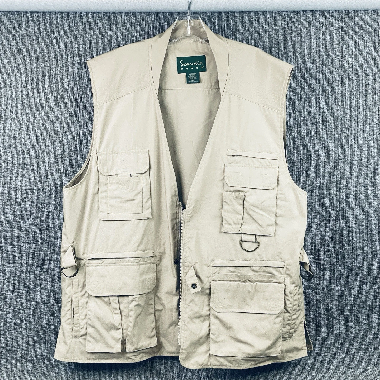 Scandia Woods Men's Khaki Beige Fishing Hiking Cotton/Polyester Vest Size: XLG